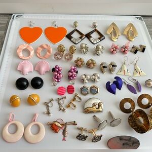 Vintage Funky Costume Earrings , Brooches & Cuff Links